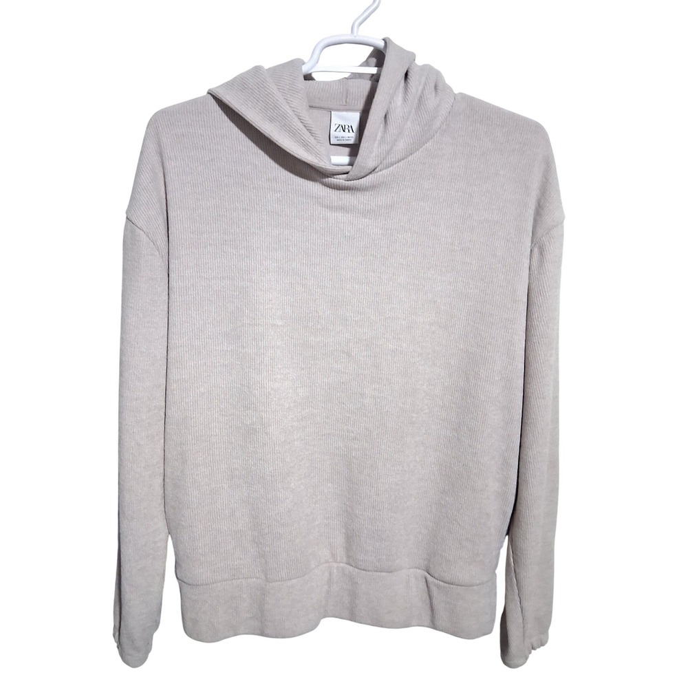 Zara Oversized Slouchy Ribbed Women's size Large Soft Academia Loungewear Hoodie